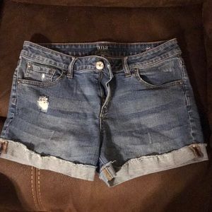 Denim shorts with minimal distress size 8